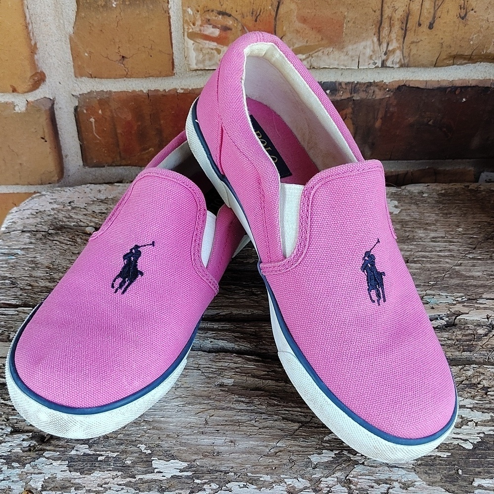 Ralph Lauren Polo toddler shoes size 3 Pink Canvas Slip Ons